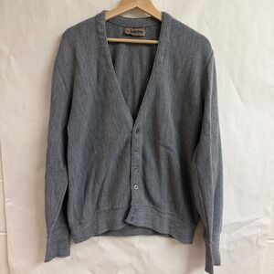 Jantzen Vintage Mens Grey Knit V-Neck Button Wool Cardigan Sweater USA M Grandpa